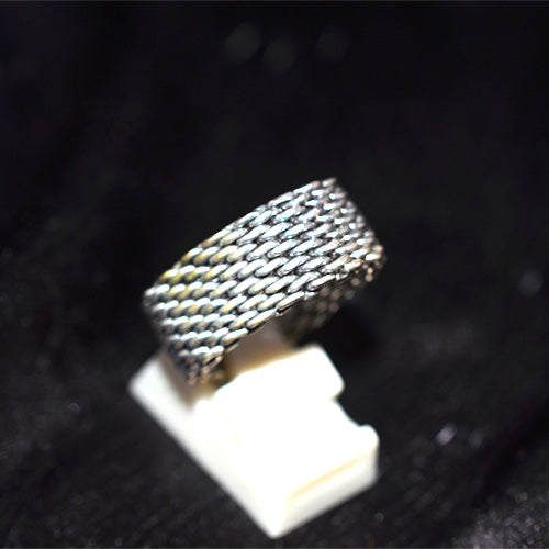 925 Sterling Silver Turkish Mesh Pattern Band Ring