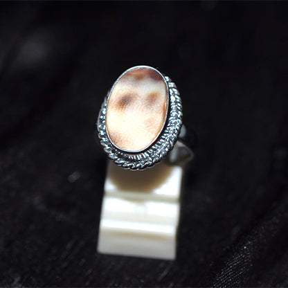 925 Sterling Silver Oval Shell Turkish Ring