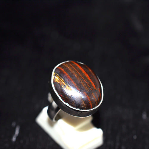 925 Sterling Silver Classic Tiger Iron Oval Ring