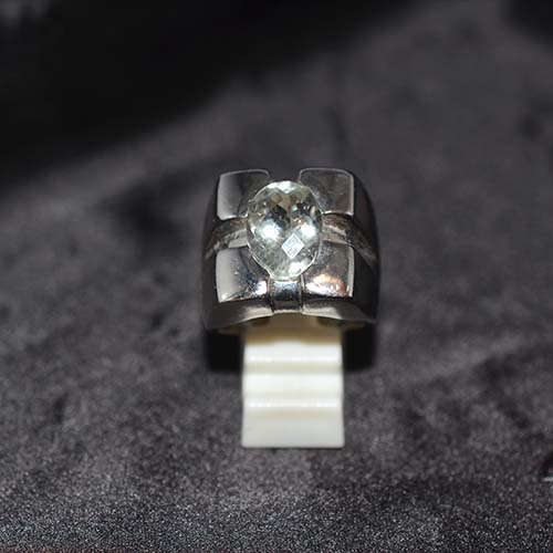 925 Sterling Silver Prasiolite Architectural Ring