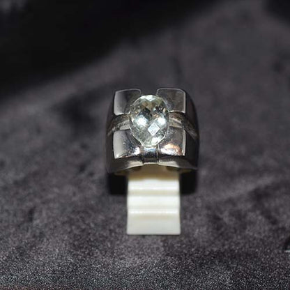 925 Sterling Silver Prasiolite Architectural Ring