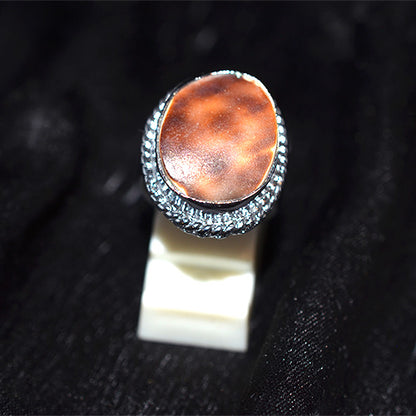 925 Sterling Silver Oval Shell Rope Motif Turkish Ring