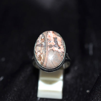 925 Sterling Silver Oval Brecciated Jasper Ring