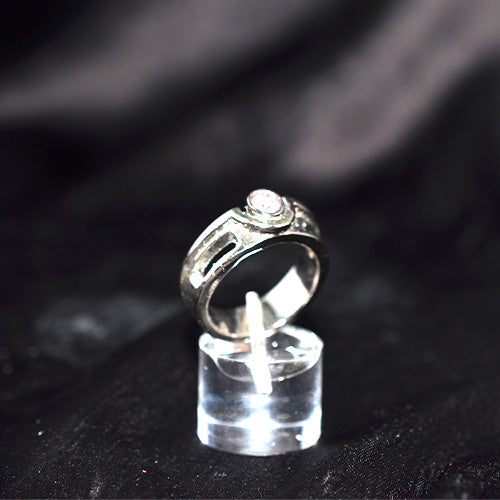 925 Sterling Silver Pink Cubic Zirconia Modern Band Ring