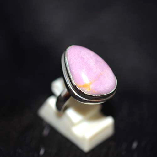 925 Sterling Silver Phosphosiderite Teardrop Double Bezel Ring