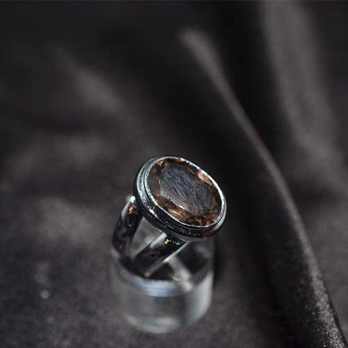925 Sterling Silver Smoky Quartz Split Shank Ring