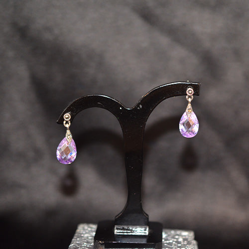 925 Sterling Silver Purple Quartz Teardrop Dangle Earrings