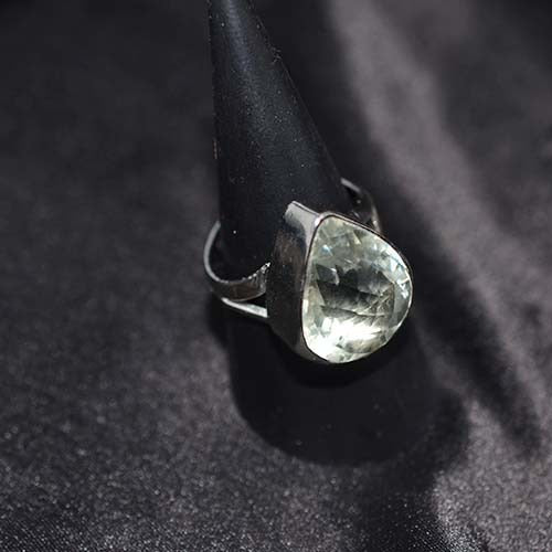925 Sterling Silver Green Amethyst Pear Ring