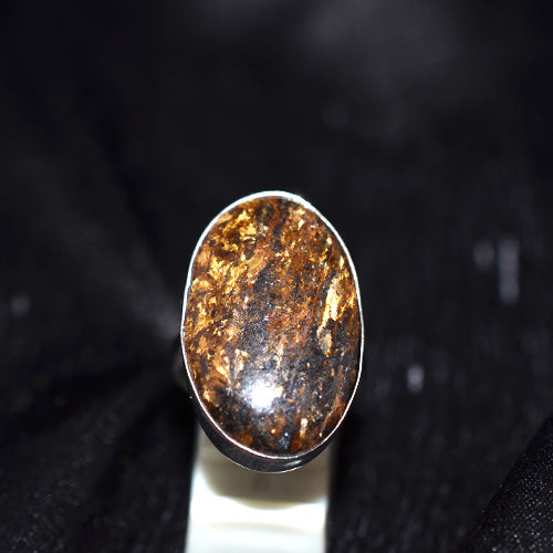 925 Sterling Silver Oval Bronzite Ring