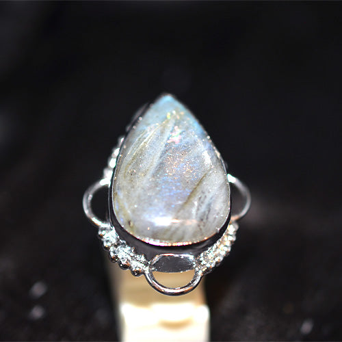 925 Sterling Silver Pear Labradorite Turkish Ring