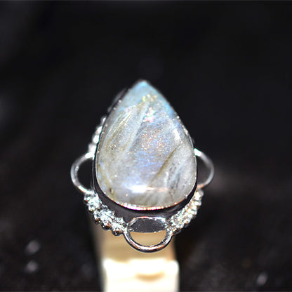 925 Sterling Silver Pear Labradorite Turkish Ring