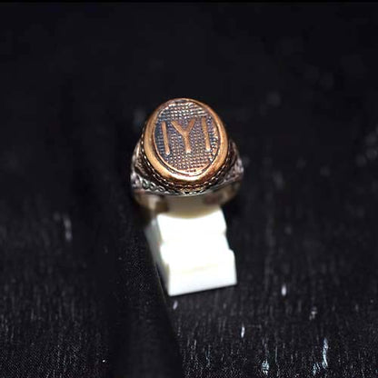 925 Sterling Silver Two-Tone Kayi Tribe IYI Ring with Geometric Band