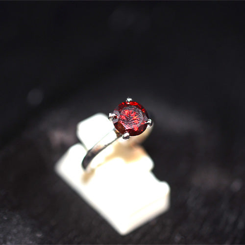 925 Sterling Silver Red CZ Solitaire Ring