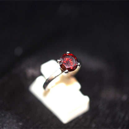 925 Sterling Silver Red CZ Solitaire Ring