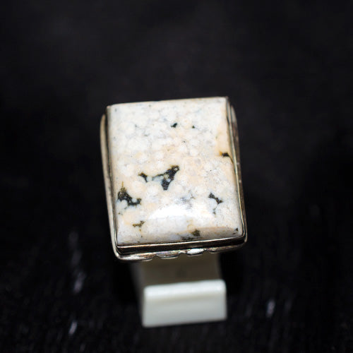 925 Sterling Silver Square Dendritic Opal Ring