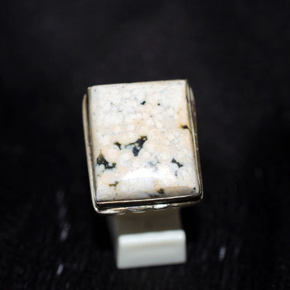 925 Sterling Silver Square Dendritic Opal Ring