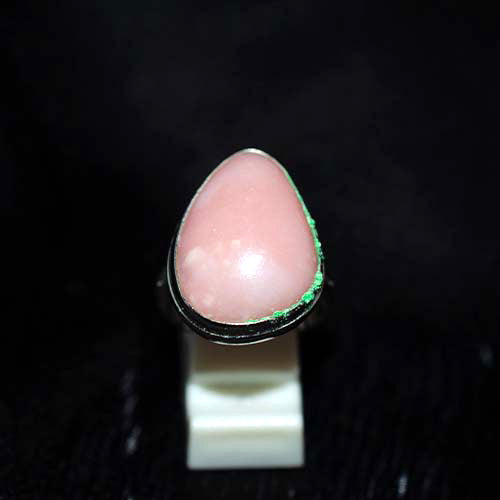 925 Sterling Silver Pink Opal Classic Teardrop Ring