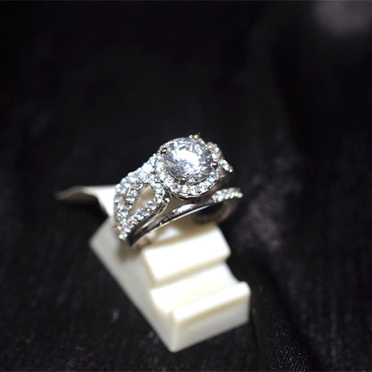 925 Sterling Silver Turkish Cubic Zirconia Halo Split Band Ring