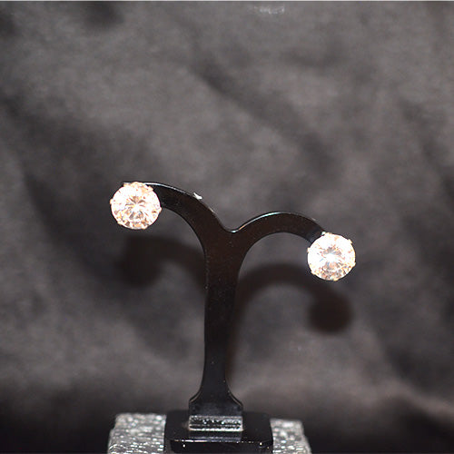 925 Sterling Silver Round CZ Stud Earrings