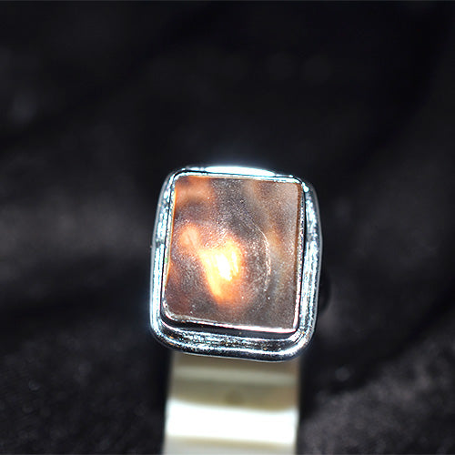 925 Sterling Silver Square Fire Agate Turkish Ring