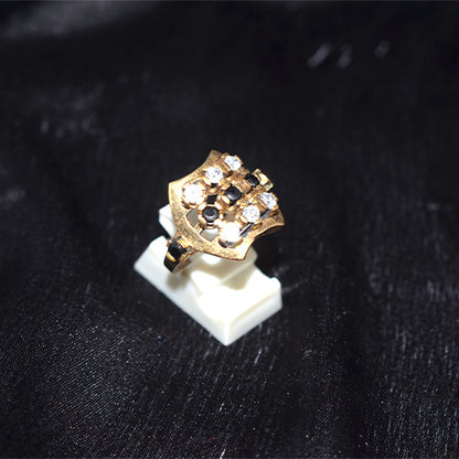 6 Carat Gold Plated Geometric Cluster Crystal Ring