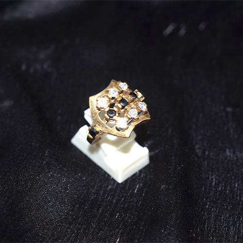 6 Carat Gold Plated Geometric Cluster Crystal Ring