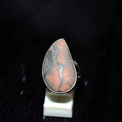925 Sterling Silver Picasso Jasper Pear Ring