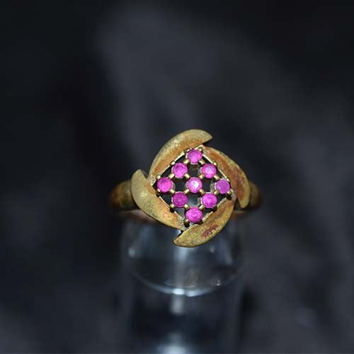 6 Carat Gold Plated Pink Crystal Cluster Ring