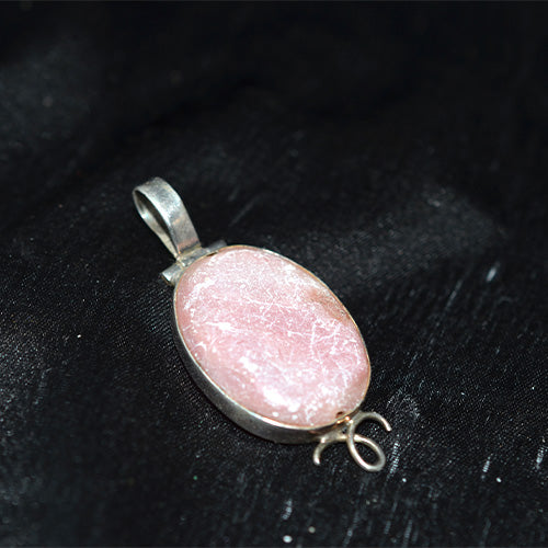 925 Sterling Silver Rose Quartz Oval Pendant