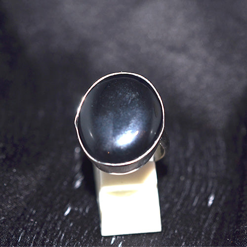 925 Sterling Silver Large Oval Black Onyx Bezel Ring