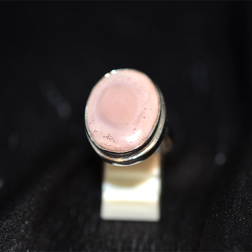 925 Sterling Silver Oval Pink Jasper Ring