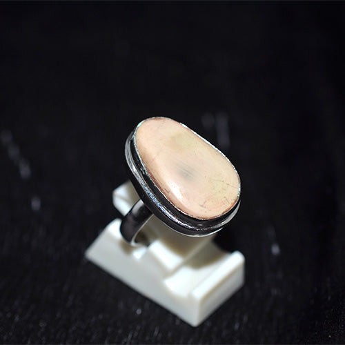 925 Sterling Silver Oval Cream Jasper Ring