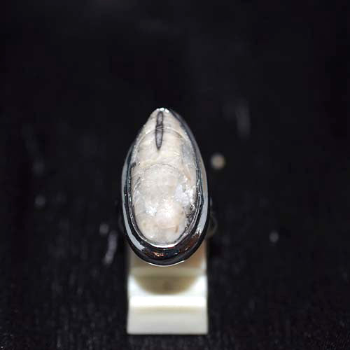 925 Sterling Silver Black Rutile Quartz Marquise Ring