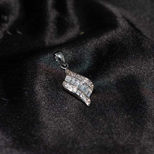 925 Sterling Silver White Topaz Wave Pendant