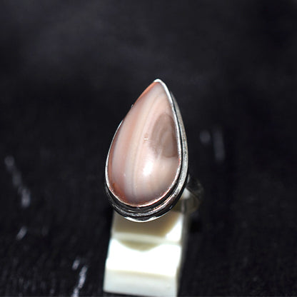 925 Sterling Silver Polychrome Jasper Teardrop Ring
