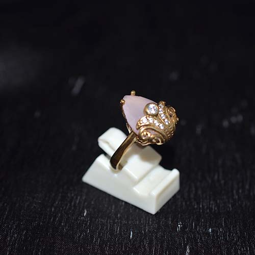 6 Carat Gold Plated Pink Teardrop Baroque Ring
