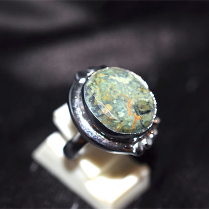 925 Sterling Silver Round African Turquoise Turkish Ring