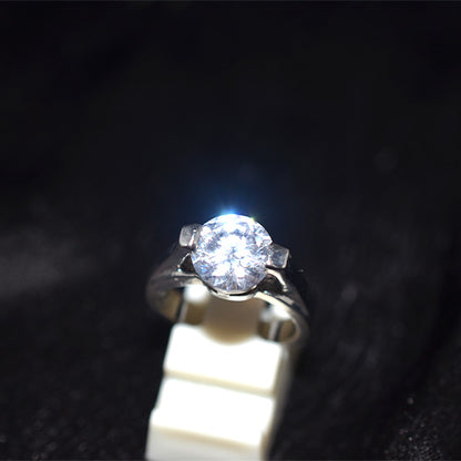 925 Sterling Silver White CZ Solitaire Ring