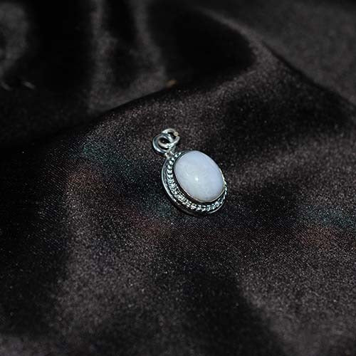 925 Sterling Silver White Opal Halo Pendant