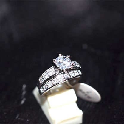 925 Sterling Silver Cubic Zirconia Dual Band Ring