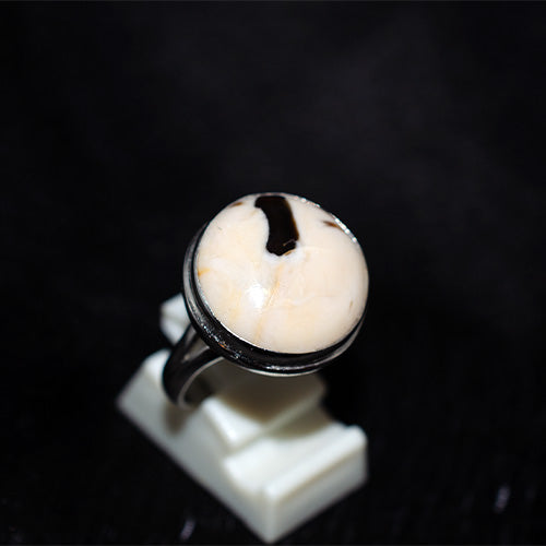 925 Sterling Silver Round Dendritic Opal Ring