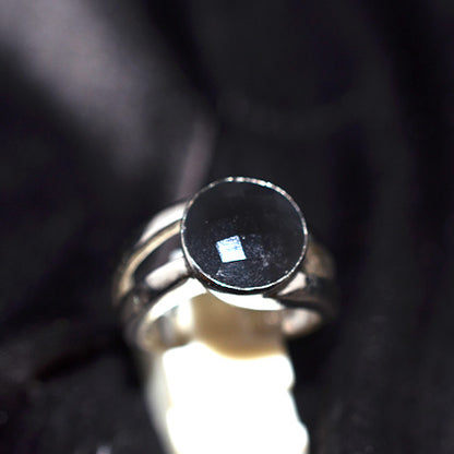 925 Sterling Silver Round Black Onyx Double Band Ring
