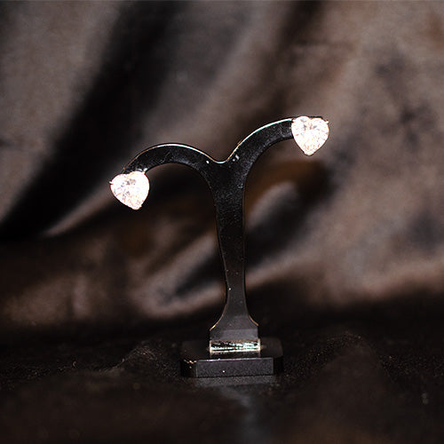 925 Sterling Silver Pavé Crystal Heart Stud Earrings