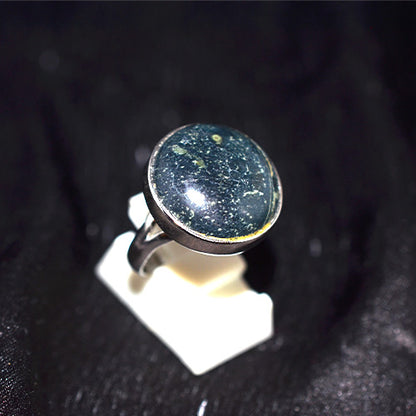 925 Sterling Silver Ocean Jasper Round Ring