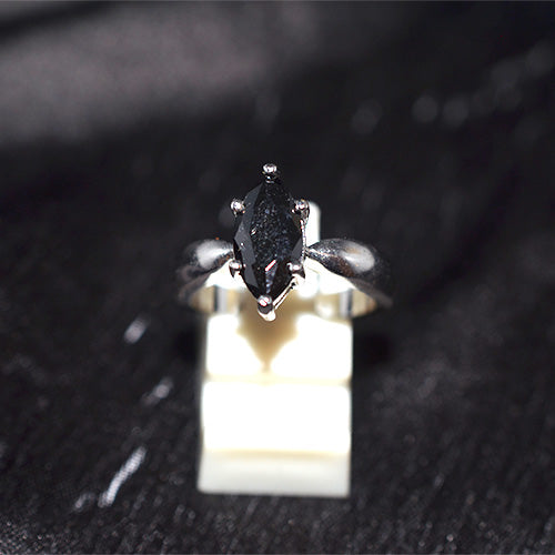 925 Sterling Silver Marquise Cut Black Onyx Solitaire Ring