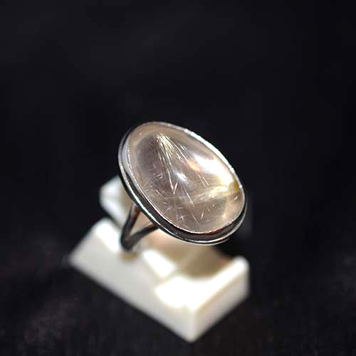 925 Sterling Silver Rutilated Quartz Oval Ring
