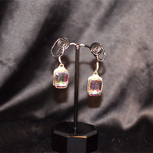 925 Sterling Silver Mystic Topaz Rectangle Drop Earrings