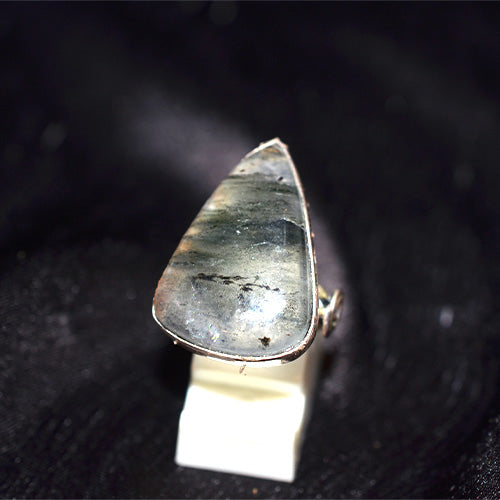 925 Sterling Silver Green Tourmaline Triangle Ring