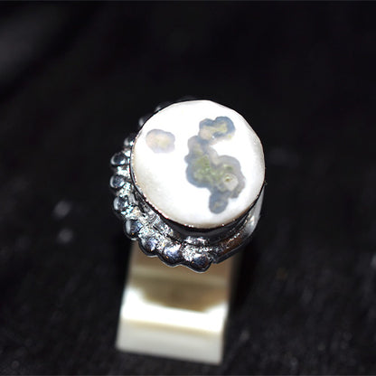 925 Sterling Silver Baroque Pearl Halo Turkish Ring