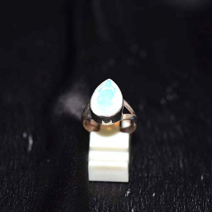 925 Sterling Silver Teardrop Opalite Ring